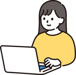 パソコンで小説を楽しむ女性